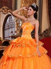 Layers Orange Skirt Quinceanera Dress With Bowknot Decorate