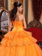 Layers Orange Skirt Quinceanera Dress With Bowknot Decorate