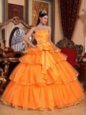 Layers Orange Skirt Quinceanera Dress With Bowknot Decorate