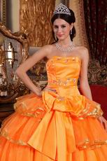 Layers Orange Skirt Quinceanera Dress With Bowknot Decorate