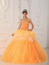 Pretty Orange Tulle Floor Length Quinceanera Ball Dress Cheap