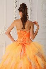 Pretty Orange Tulle Floor Length Quinceanera Ball Dress Cheap