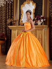 Embroidery Orange Quinceanera Ceremony Dress With Bowknot