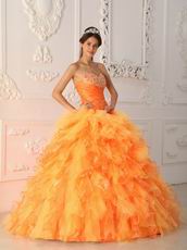 Orange Cascade Skirt Quinceanera Dress Pretty Styles