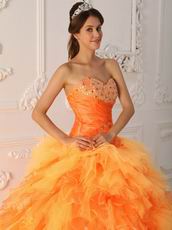 Orange Cascade Skirt Quinceanera Dress Pretty Styles