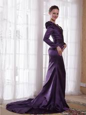 Dark Purple Long Sleeves Mother Dress For Wedding Party