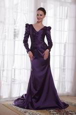Dark Purple Long Sleeves Mother Dress For Wedding Party