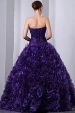 Ruffles Floor Length Skirt Purple Dama Dress For Quinceanera