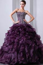 Sweetheart Ruffles Skirt Grape Quinceanera s Dresses Cheap