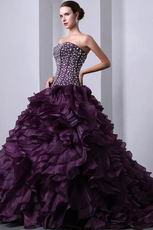 Sweetheart Ruffles Skirt Grape Quinceanera s Dresses Cheap