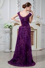 Square Neck Grape Mother Of The Bride Dress With Appliques