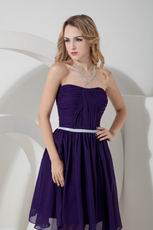 Strapless Purple Chiffon Bridesmaid Dress With Belt