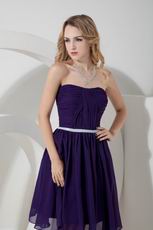 Strapless Purple Chiffon Bridesmaid Dress With Belt