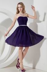 Strapless Purple Chiffon Bridesmaid Dress With Belt