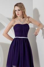 Strapless Purple Chiffon Bridesmaid Dress With Belt