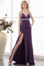 Sexy High Split Purple 2014 New Arrival Evening Dress