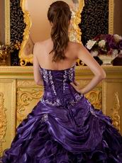 Purple Organza Strapless Puffy La Quinceanera Dresses Gown