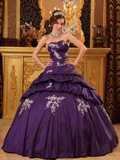 Sweetheart Purple Puffy Quinceanera Dress With Applique