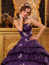 Sweetheart Purple Puffy Quinceanera Dress With Applique