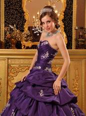 Sweetheart Purple Puffy Quinceanera Dress With Applique