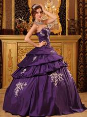 Sweetheart Purple Puffy Quinceanera Dress With Applique