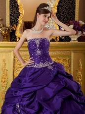 Cheap Strapless Floor Length Puffy Quinceanera Dress