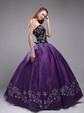 Embroidered Stars 2014 Designer Eggplant Quinceanera Dress