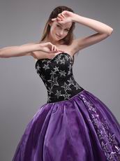 Embroidered Stars 2014 Designer Eggplant Quinceanera Dress