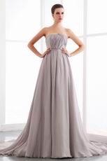 Top Seller Chapel Train Dark Gray Chiffon Formal Celebrity Dress