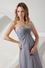 V Shaped Strapless Sivler Gray Chiffon Bridesmaid Dress