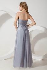 V Shaped Strapless Sivler Gray Chiffon Bridesmaid Dress