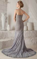 Grey Chiffon Trumpet Sweetheart Lace Skirt Prom Dress 2014