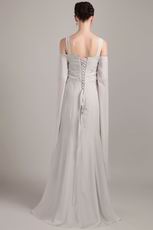 Wide Straps Grey Mother Of The Bride Dress With Beading