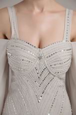 Wide Straps Grey Mother Of The Bride Dress With Beading