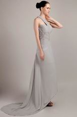 Customized Tailoring One Shoulder Neck High Low Grey Prom Dress