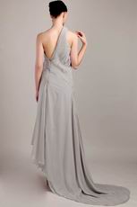 Customized Tailoring One Shoulder Neck High Low Grey Prom Dress