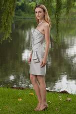 Grey Strapless Mini-length Pleated Bridesmaid Dress Sale