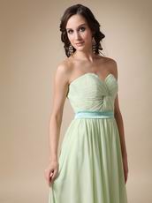 Long Chiffon Apple Green Dress For Bridesmaid Wear 2014