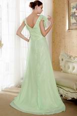 V Neckline Beaded Apple Green Prom Dress Designers List