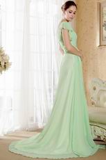 V Neckline Beaded Apple Green Prom Dress Designers List