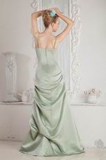 Spaghetti Straps Celadon Greyish-Green Bridal Party Dress Petite