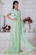 Best Seller V-Neck Lace Skirt Light Green Evening Dress