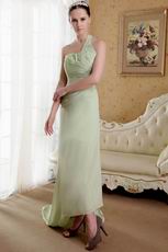 Yellow Green One Shoulder Neckline Chiffon Prom Dress