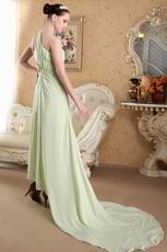 Yellow Green One Shoulder Neckline Chiffon Prom Dress