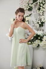 Strapless Knee-length Apple Green Chiffon Bridesmaid Dress