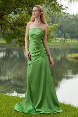 Fresh Green Strapless Taffeta Wedding Bridesmaid Dress