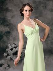 Yellow Green Spaghetti Straps Long Chiffon Bridesmaid Dress