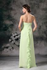 Yellow Green Spaghetti Straps Long Chiffon Bridesmaid Dress