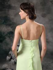 Yellow Green Spaghetti Straps Long Chiffon Bridesmaid Dress