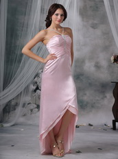 Pink Straps V Halter High-low Prom Dress For Discount Short and Long Skirt